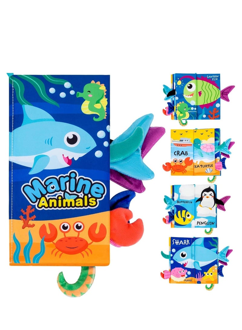 Y&D Baby Books Toys, Touch and Feel Crinkle Cloth for Babies, Infants & Toddler, Early Development Interactive Car Stroller Soft Toys Gifts Boys Girls (Ocean Theme-1 Book)  - Image 1