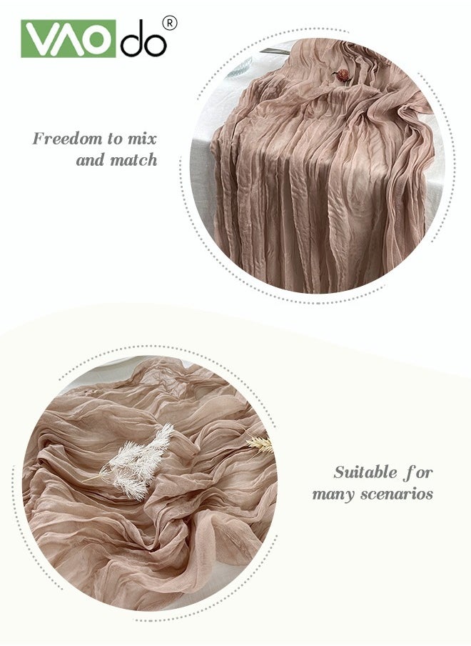 Translucent Table Runner Chessian Tablecloth for Wedding Reception Bridal Shower Party Decoration Table Centerpiece 90*340CM khaki