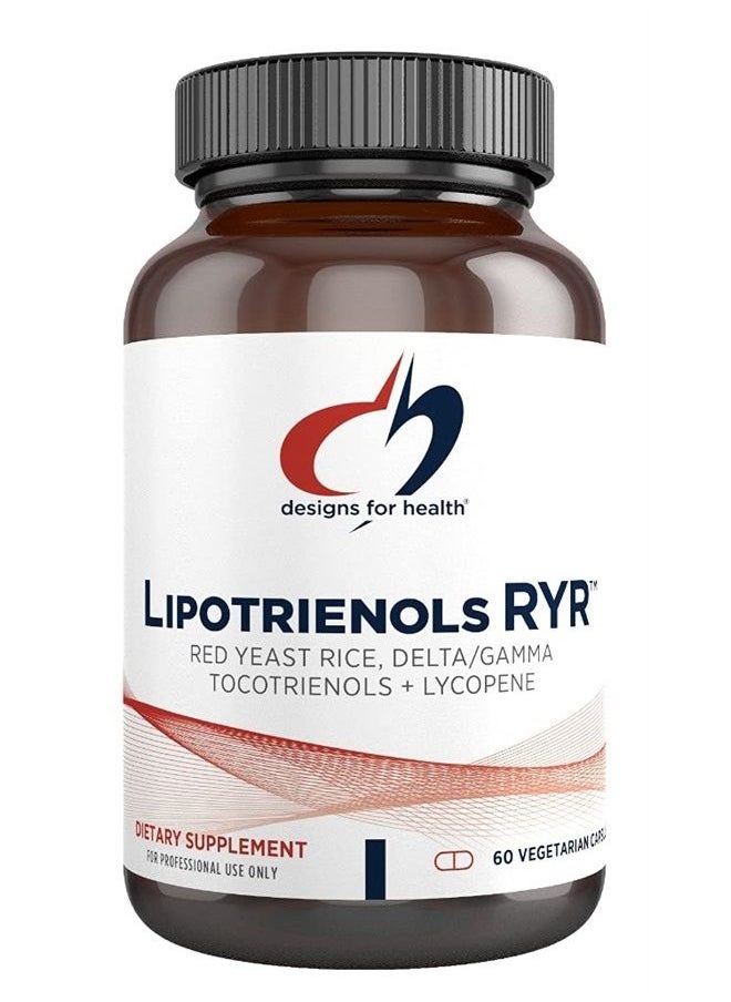 designs for health - Designs for Health Red Yeast Rice with Tocotrienols + Lycopene - Lipotrienols RYR, 1200mg RYR to Support Cardiovascular Health + Maintenance of Lipid Levels in Normal Range - Vegan (60 Capsules) - Image 1