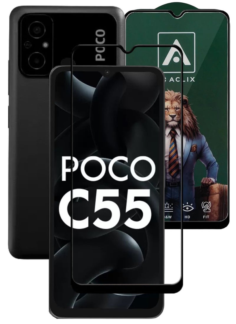 ACLIX Antistatic ESD Dustproof Premium Quality High Definition Tempered Glass Screen Protector Designed For Xiaomi Poco C55 - Image 1