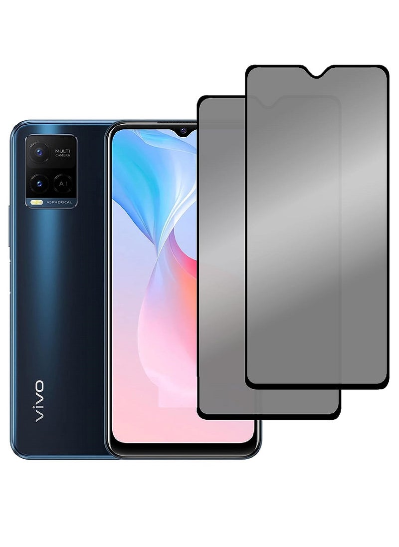Super 2 Pieces Tempered Glass Screen Protector Anti-Spy Privacy Designed For vivo Y21 Full Screen Coverage And Bubble Free - Image 1