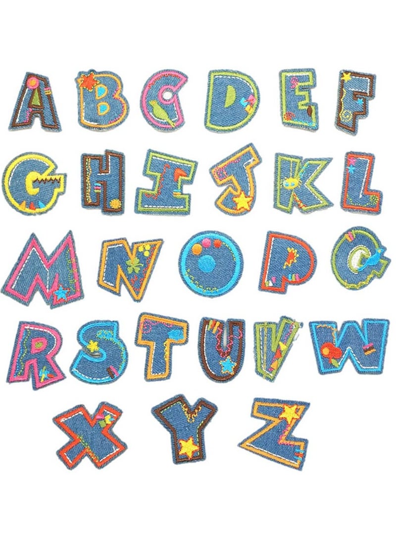 KASTWAVE 26 Pcs Embroidered Iron on Patches Colorful Letter Charms Applique Patch Decoration Suitable for Clothes Dress Jeans Pants Hats Backpacks Sewing Applique DIY Accessories - Image 1