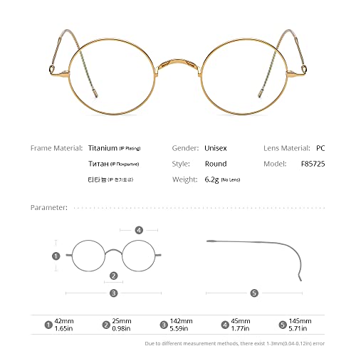 FONEX Titanium Glasses Frame Men,Vintage Retro Round Ultralight Optical Eyeglasses Women Vintage Eyewear (F85725 Silver) - Image 5