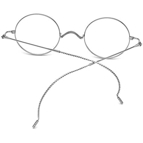 FONEX Titanium Glasses Frame Men,Vintage Retro Round Ultralight Optical Eyeglasses Women Vintage Eyewear (F85725 Silver) - Image 4