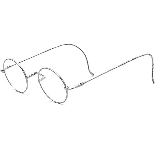 FONEX Titanium Glasses Frame Men,Vintage Retro Round Ultralight Optical Eyeglasses Women Vintage Eyewear (F85725 Silver) - Image 1