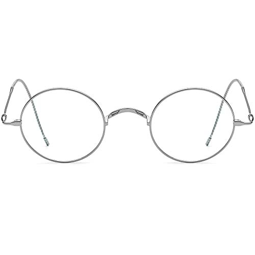 FONEX Titanium Glasses Frame Men,Vintage Retro Round Ultralight Optical Eyeglasses Women Vintage Eyewear (F85725 Silver) - Image 3