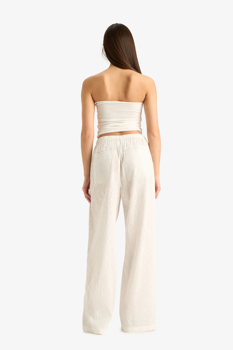 DeFacto White Woman Wide Leg Double Pocket brode Trousers Casual - Image 4