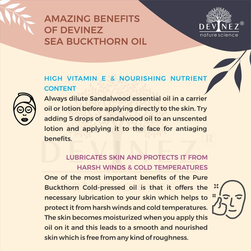 Devinez Sea Buckthorn Cold-Pressed Oil, 15ml 100% Pure, Natural & Undiluted, Calms Irritated Skin, Repairs Damaged Skin, Moisturizes Dry Skin, Soothes Sunburn, Powerful Anti-Aging Properties - Image 4
