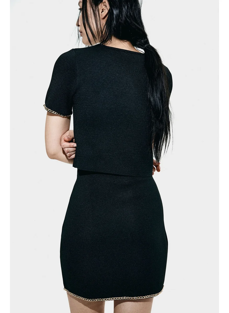 H&M Chain-Detail Knitted Top
