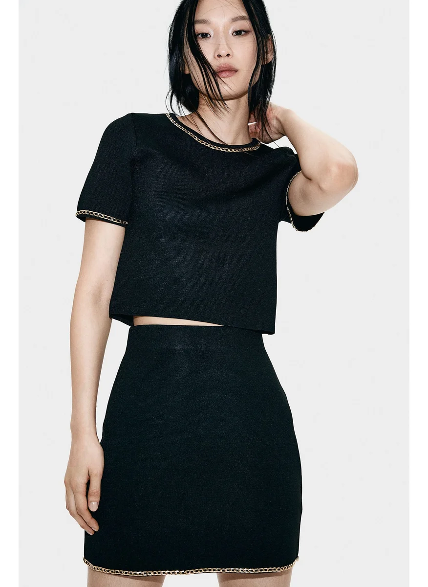 H&M Chain-Detail Knitted Top