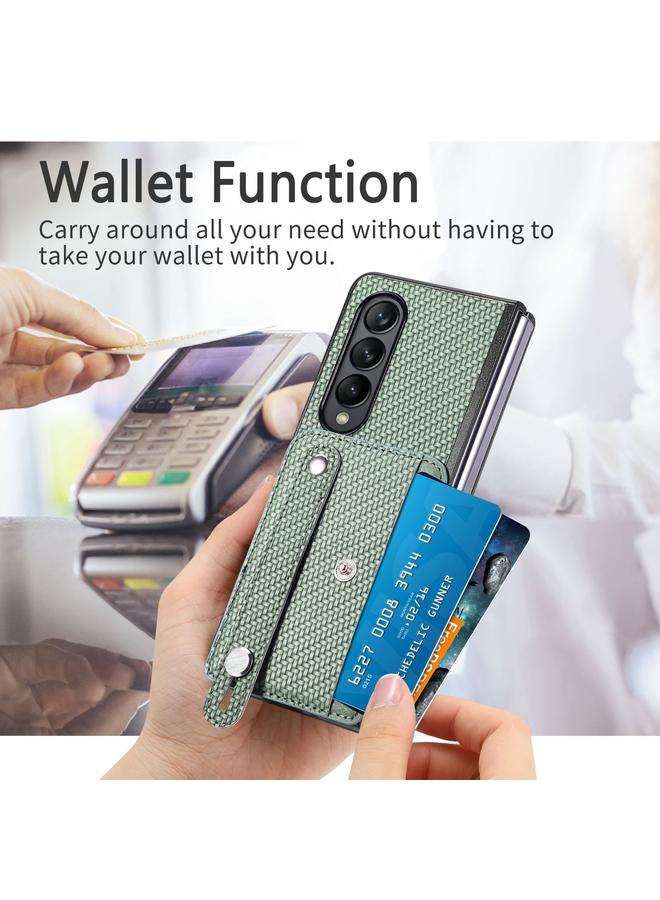 اس-توب جراب لهاتف Samsung Galaxy Z Fold2 مزود بسوار معصم ومسند وبطاقة ومحفظة وغطاء خلفي وحافظة هاتف - Image 5