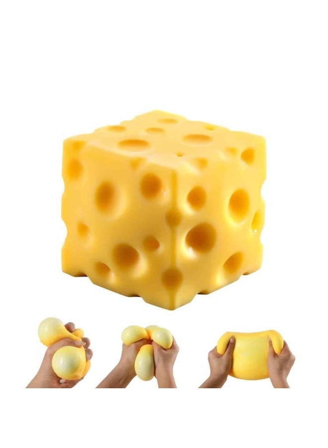 Cheese Squishy Stress Relief Toy, 7cm Soft Slow Rising Fidget Sensory Squeeze Ball,Cute Yellow Cheese Gift,Squishy Fidget Toys for Adults & Teens, Anxiety ADHD Autism Office Desk Toy, Sensory Stress Ball Squeeze Toys for Stress Relief - Image 1