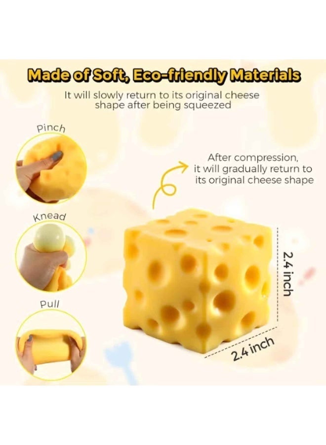Cheese Squishy Stress Relief Toy, 7cm Soft Slow Rising Fidget Sensory Squeeze Ball,Cute Yellow Cheese Gift,Squishy Fidget Toys for Adults & Teens, Anxiety ADHD Autism Office Desk Toy, Sensory Stress Ball Squeeze Toys for Stress Relief - Image 5