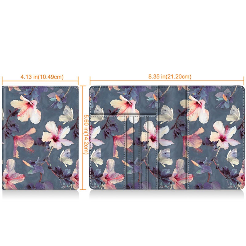 Fintie Fintie Passport Holder, Slim Travel Wallet RFID Blocking Card Case Cover Passport Cover Protector Essentials with Credit Card Slots for Women/Men, Blooming Hibiscus  - Image 4