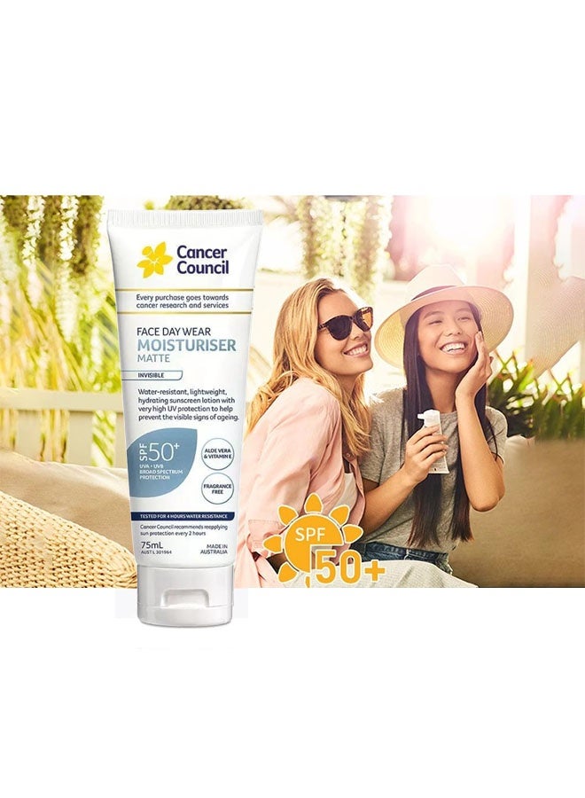 Cancer Council Face Day Wear Moisturiser Matte, Daily Moisturiser Water Resistant Sunscreen SPF50+ 75ml - Image 2
