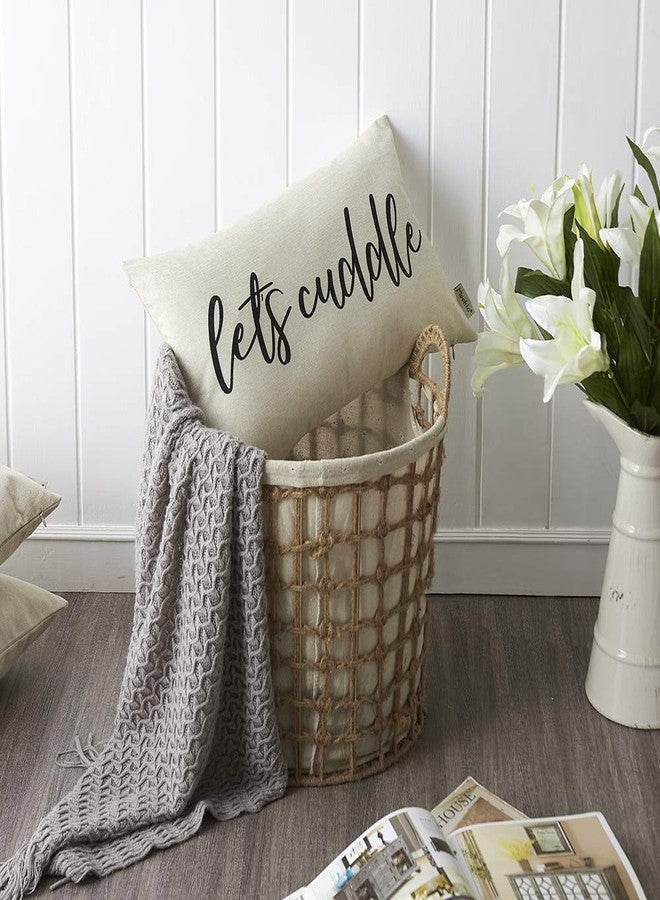 Meekio Farmhouse Pillow Covers with Let’s Cuddle Quote 12" x 20" Farmhouse Rustic Décor Lumbar Pillow Covers with Saying Housewarming Gifts Family Room Décor - Image 5