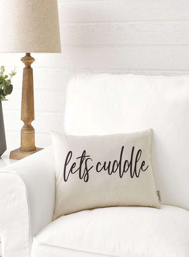 Meekio Farmhouse Pillow Covers with Let’s Cuddle Quote 12" x 20" Farmhouse Rustic Décor Lumbar Pillow Covers with Saying Housewarming Gifts Family Room Décor - Image 2