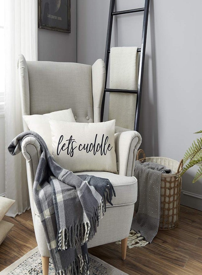 Meekio Farmhouse Pillow Covers with Let’s Cuddle Quote 12" x 20" Farmhouse Rustic Décor Lumbar Pillow Covers with Saying Housewarming Gifts Family Room Décor - Image 4