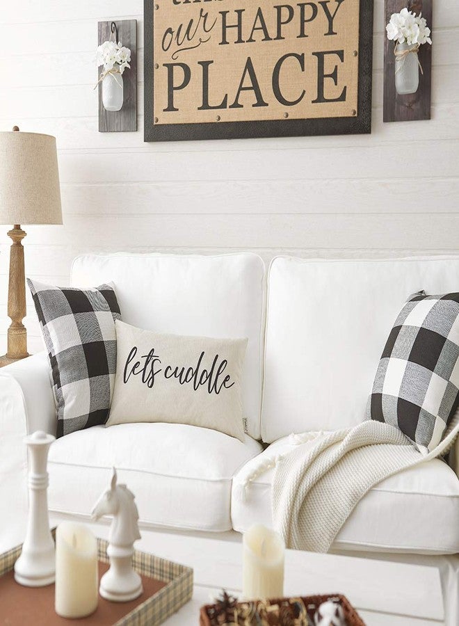Meekio Farmhouse Pillow Covers with Let’s Cuddle Quote 12" x 20" Farmhouse Rustic Décor Lumbar Pillow Covers with Saying Housewarming Gifts Family Room Décor - Image 3