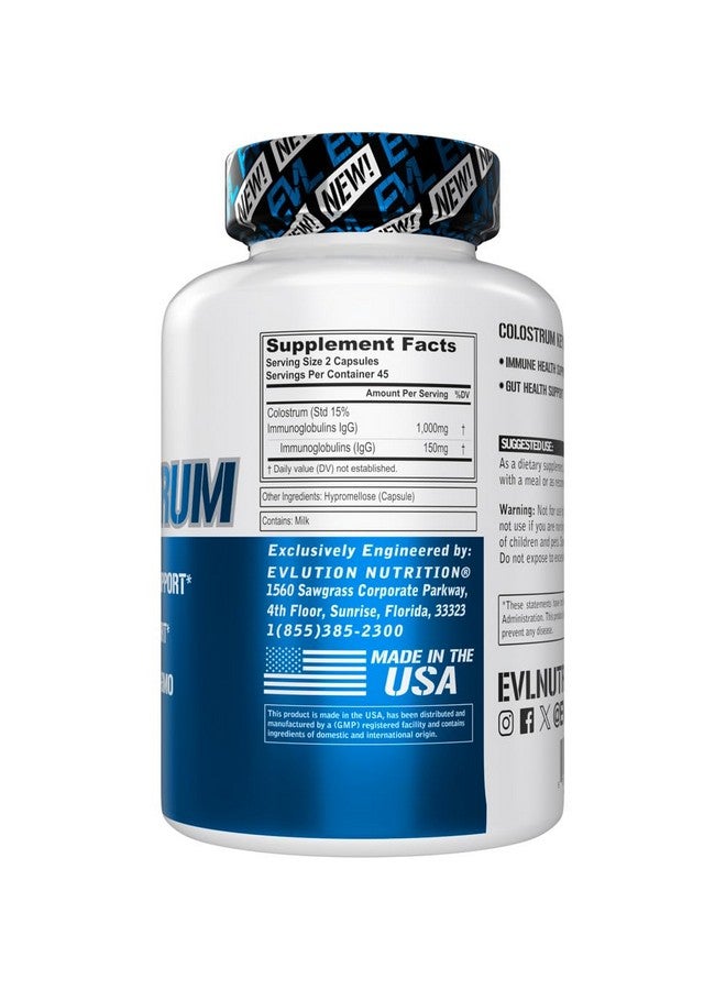 Evlution Nutrition Colostrum - Immune Health Support - Gut Health Support - 1,000mg Colostrum Per Serving - Gluten Free & Non-GMO - Dietary Supplement - 45 Servings - 90 Veggie Capsules - Image 2