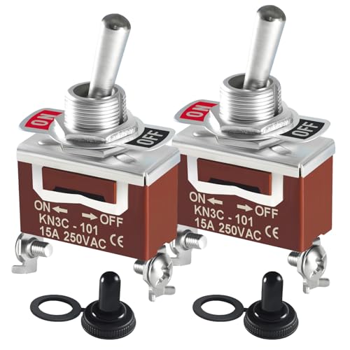QIATOL Toggle Switch 12v DC 30A, 2Pack 2Pin SPST ON Off Switch with Waterproof Boot Cap Cover for Auto Car Marine Boat. - Image 1