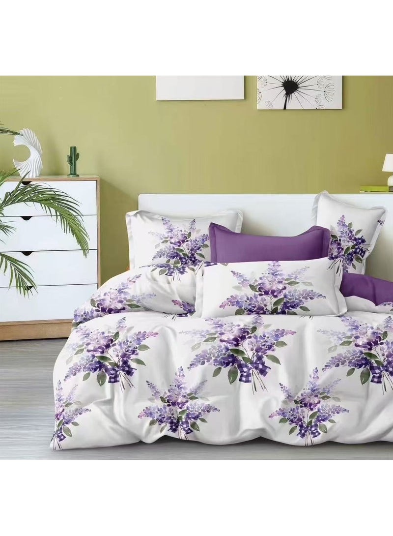 AL RAID Microfibre King Size Duvet Cover Set Includes 1xDuvet Cover 220x240cm 1xFitted Sheet 200x200+30cm 4xPillow Case Microfiber Multicolour 50x75cm