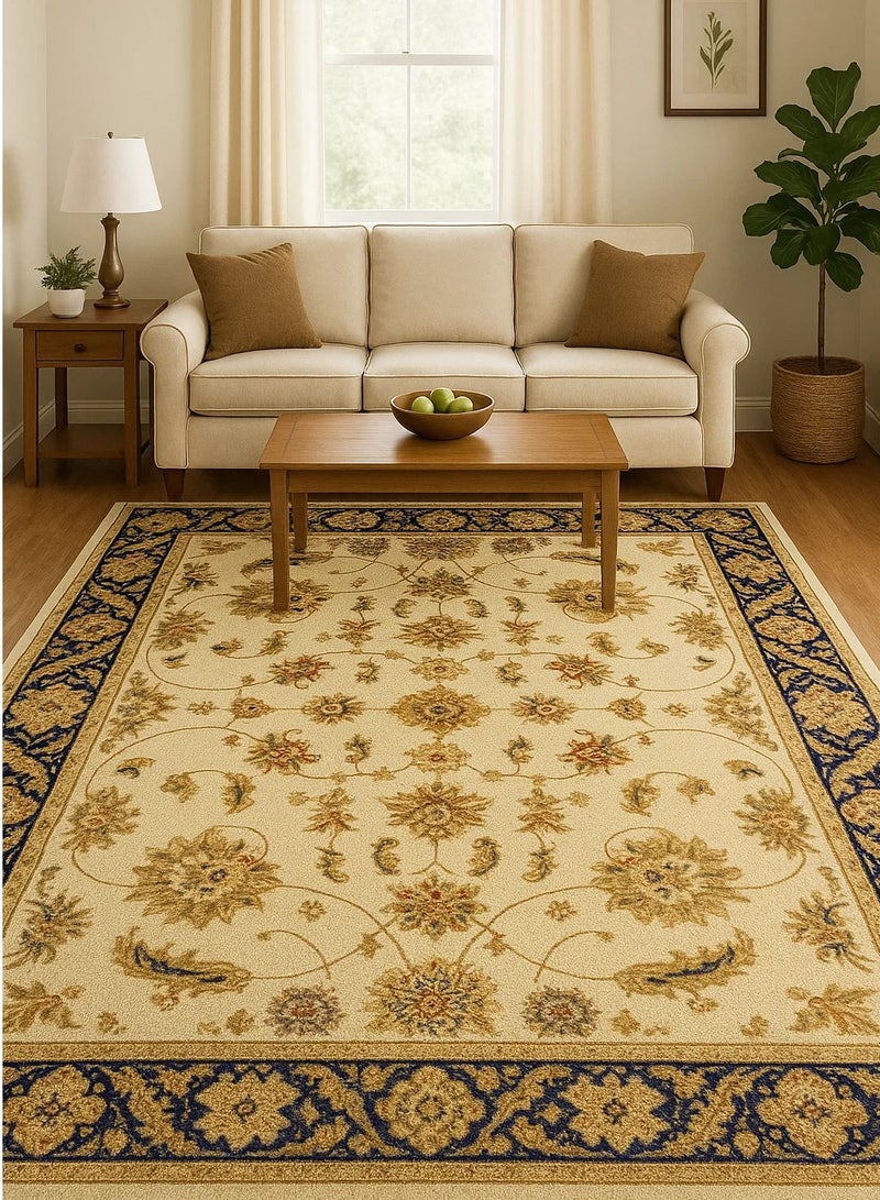 لوفت بريستول، سجادة أريكة، سجادة غرفة معيشة حديثة، سجادات أرضية ناعمة، وسائد سجادة، سجادة أريكة غير قابلة للانزلاق، سجادة غرفة معيشة قابلة للغسل، مقاس 160*235 سم، بيج/أزرق داكن-1339-CG1-I - Image 1