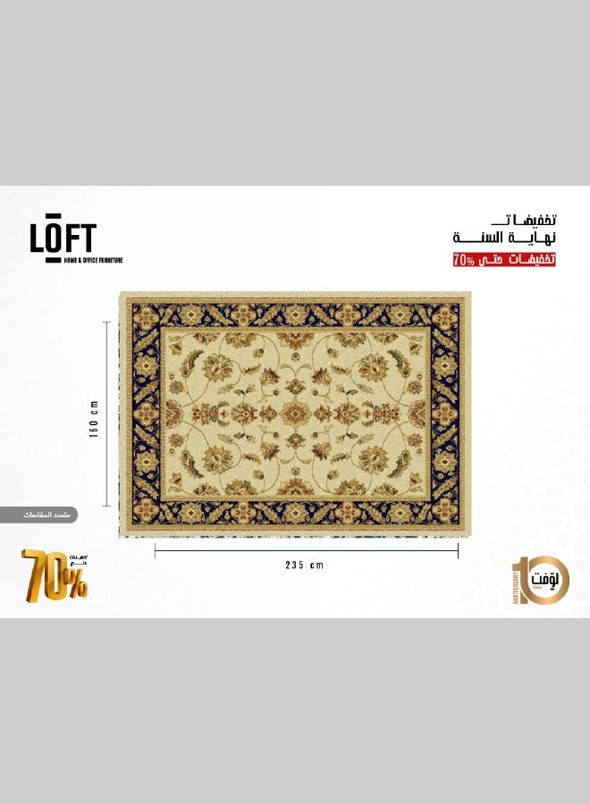 لوفت بريستول، سجادة أريكة، سجادة غرفة معيشة حديثة، سجادات أرضية ناعمة، وسائد سجادة، سجادة أريكة غير قابلة للانزلاق، سجادة غرفة معيشة قابلة للغسل، مقاس 160*235 سم، بيج/أزرق داكن-1339-CG1-I - Image 2