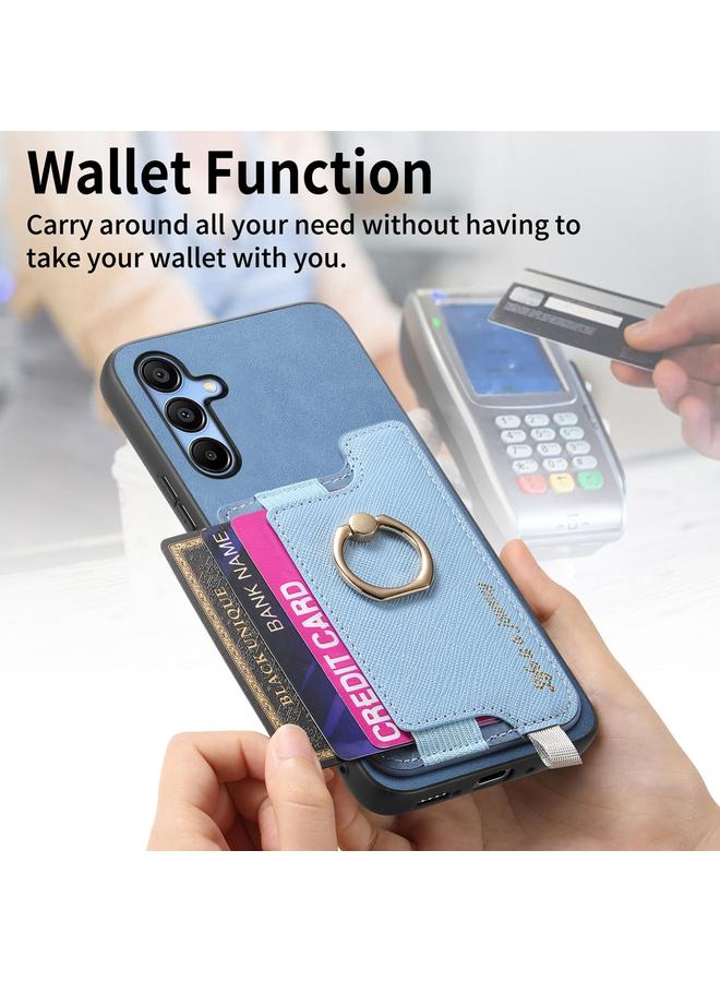 اس-توب جراب لهاتف Samsung Galaxy A16 بتصميم متقاطع من الجلد مع حلقة إدخال أفقية وحقيبة بطاقات MagSafe - Image 3