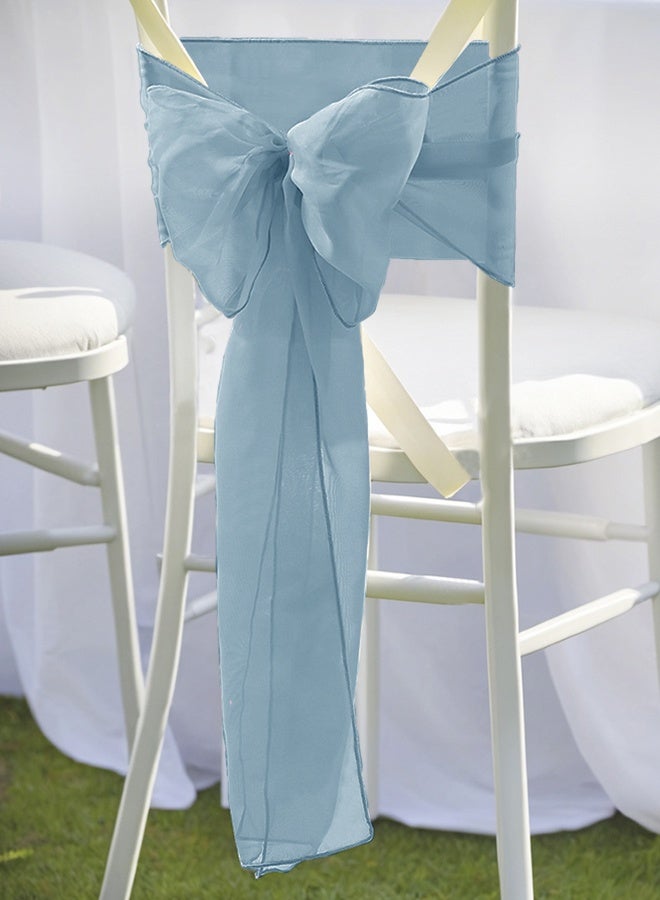 DUNISO 4 Pack Light Blue Organza Chair Sashes, 275×17cm Organza Sheer Chair Bows for Wedding, Party & Banquet Decoration - Image 2