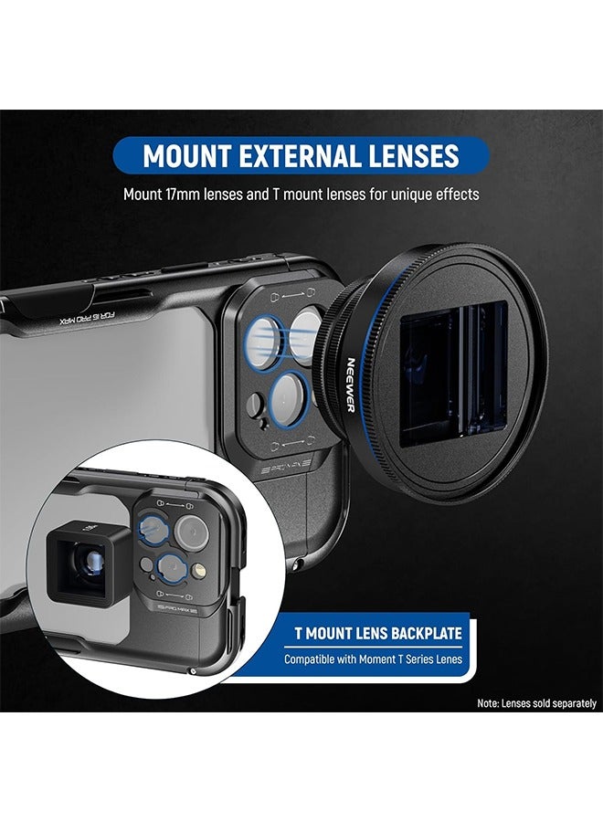 Neewer NEEWER 16 Pro Max Cage, Quick Release Video Rig Phone Stabilizer Compatible with iPhone 16 Pro Max with 67mm Filter Adapter, 17mm Lens Backplate, T Mount Lens Adapter Compatible with Moment, PA074  - Image 4