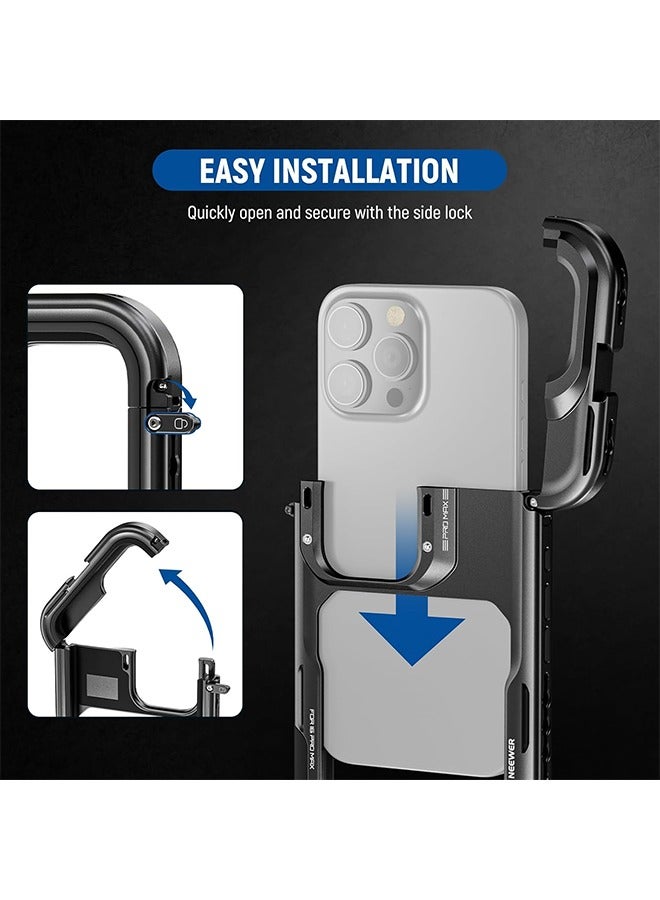 Neewer NEEWER 16 Pro Max Cage, Quick Release Video Rig Phone Stabilizer Compatible with iPhone 16 Pro Max with 67mm Filter Adapter, 17mm Lens Backplate, T Mount Lens Adapter Compatible with Moment, PA074  - Image 2