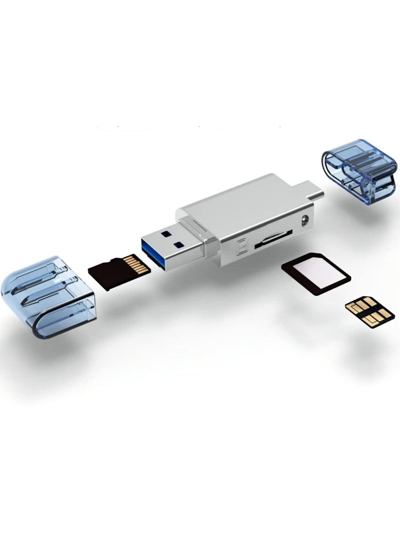 erorex Multi-Format Card Reader: USB Type-C and USB 2.0 Compatible, Dual-Slot for NM Nano Memory & TF Micro SD Cards, Ideal for Phones & Laptops - Image 1