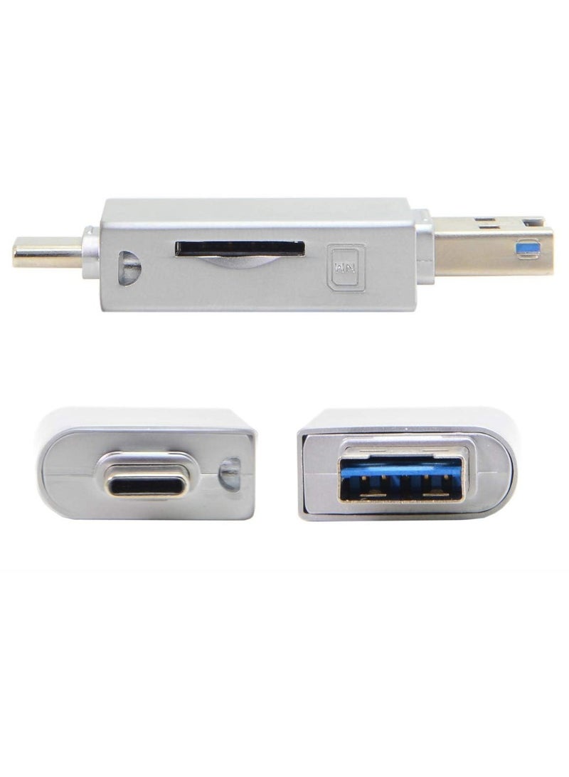 erorex Multi-Format Card Reader: USB Type-C and USB 2.0 Compatible, Dual-Slot for NM Nano Memory & TF Micro SD Cards, Ideal for Phones & Laptops - Image 2