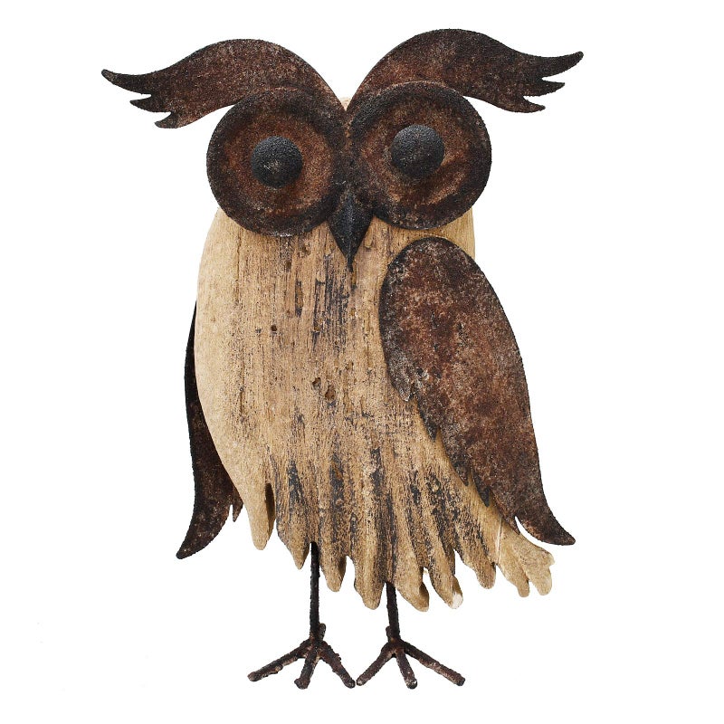Eview Rustic Owl Figurines Decor Animal Statue for HomeWooden Stand Owl Sculptures Decorations for Living Room BedroomShelf Decoration Decorative Tabletop CollectionOwl B