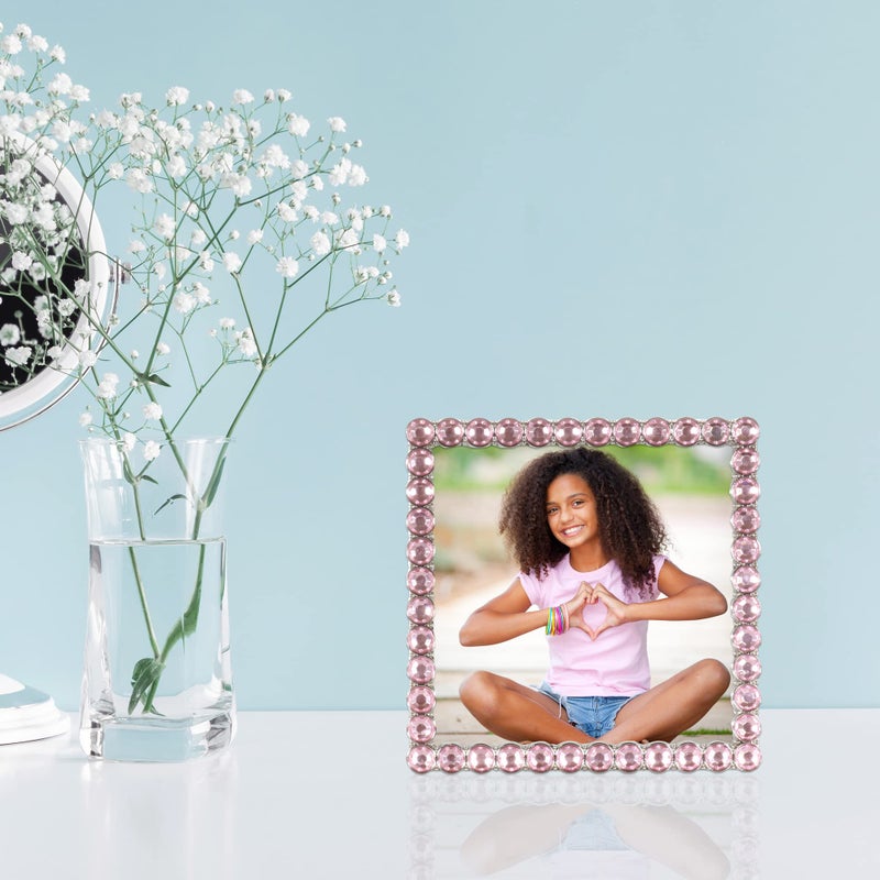 Lawrence Frames 4x4 Silver Metal Sparkle Frame - Soft Pink - Image 4