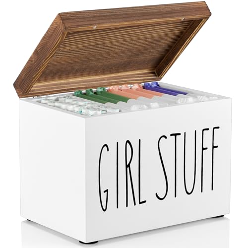 DRASTAR Tampon Holder for Bathroom, Feminine Product Organizer, Pad Organize Case with hinged lid, Shark Week Tampon Storage, Lady Stuff Box for Bathroom Accessories - Image 1