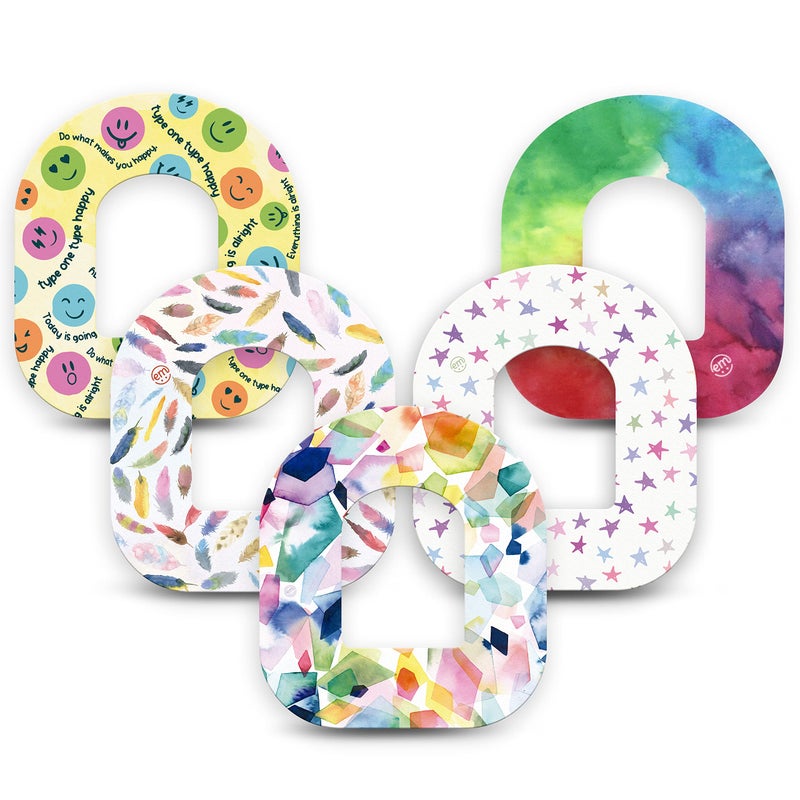 ExpressionMed Adhesive Patch for Omnipod 5Pack Made in The USA Waterproof Split Backing CGM Tape Bright Summer Rainbows