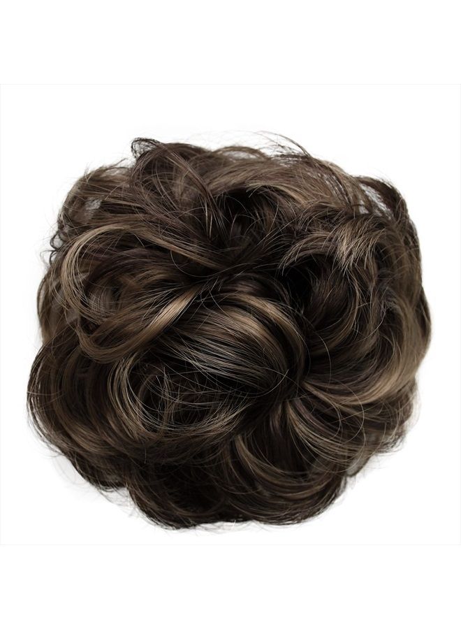 CAISHA by PRETTYSHOP Messy Scrunchie Bun Voluminous Wavy Hairpiece Heat-resistant Synthetic Fibres Brown Mix G34A - Image 1
