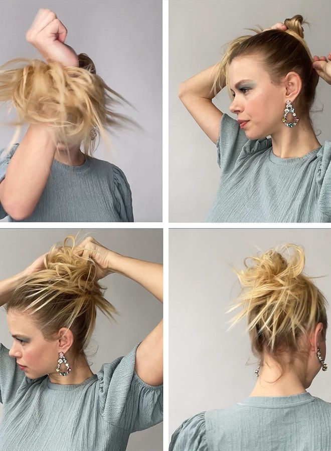 CAISHA by PRETTYSHOP Messy Scrunchie Bun Voluminous Wavy Hairpiece Heat-resistant Synthetic Fibres Brown Mix G34A - Image 3