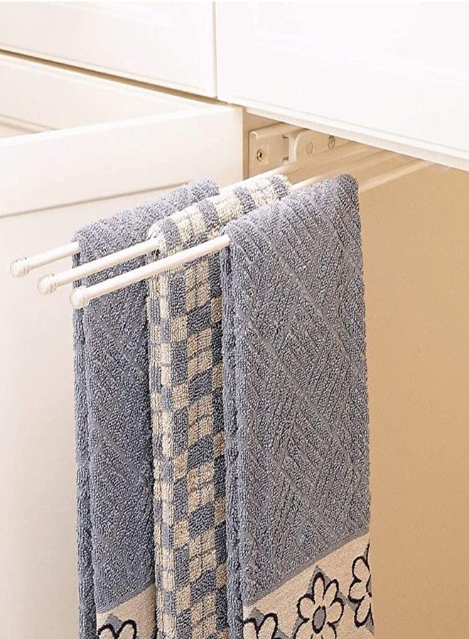 Rev-A-Shelf Under Sink Hand Towel Holder for Kitchen and Bathroom Cabinets, Pullout Extension Three Prong Wire Dish Rag Rack Hanger, White, 563-47 - Image 4