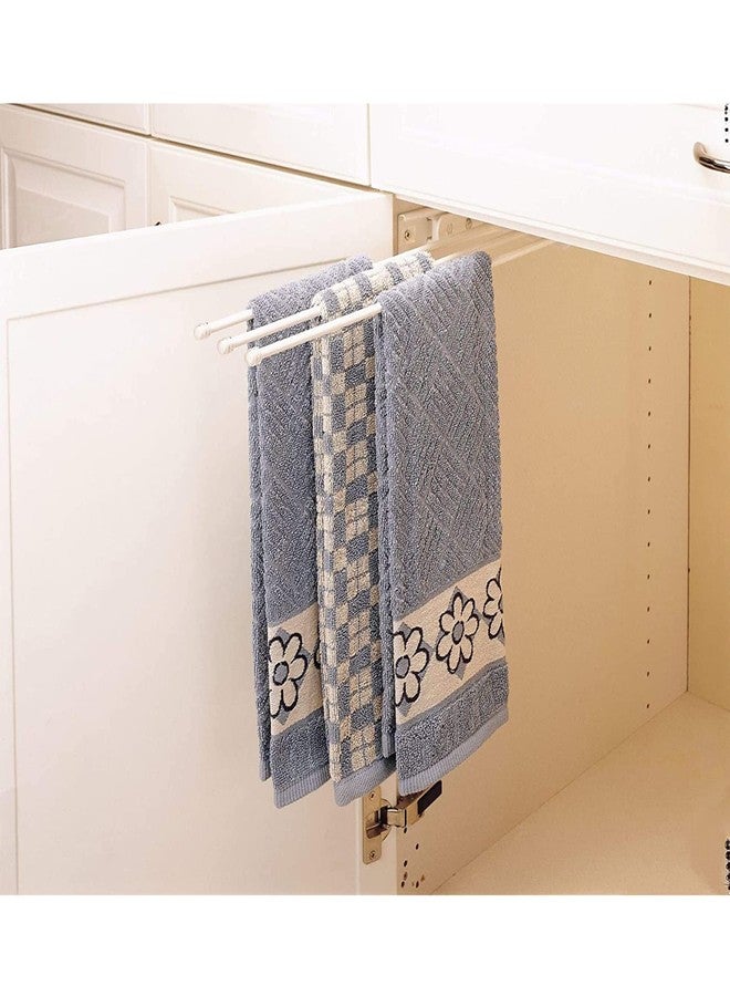 Rev-A-Shelf Under Sink Hand Towel Holder for Kitchen and Bathroom Cabinets, Pullout Extension Three Prong Wire Dish Rag Rack Hanger, White, 563-47 - Image 3