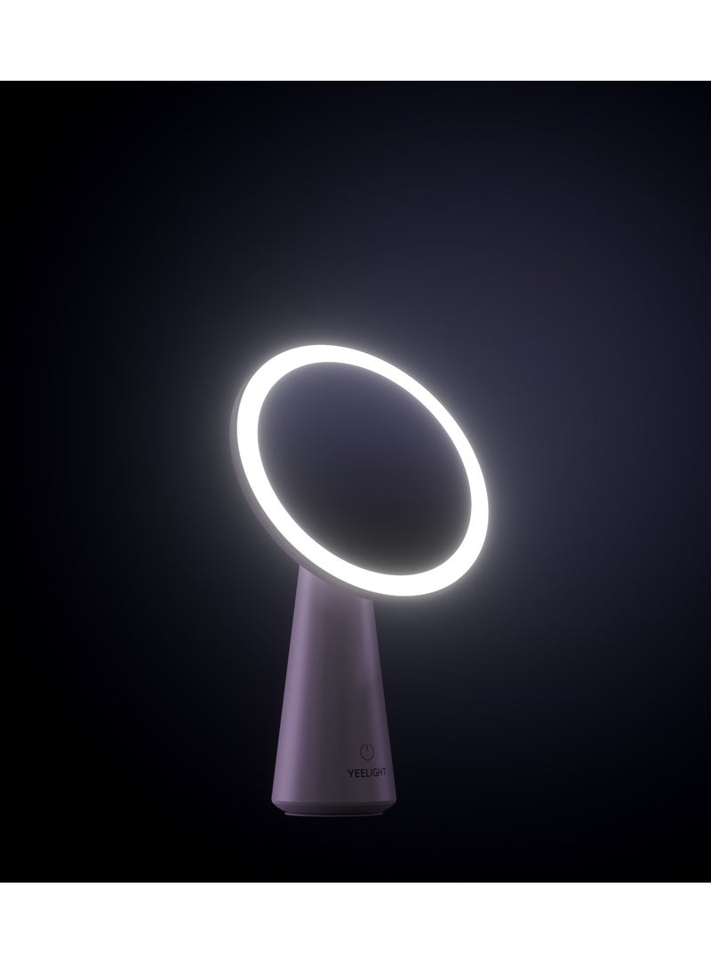 يلايت يي لايت مرآة مكياج ذكية  مزودة بإضاءة LED - مرآة زينة دوارة بزاوية 40 درجة مع سطوع قابل للتعديل (3000-5000 كلفن)، ومستشعر لمس، وضوء نهاري طبيعي وضوء دافئ، ومرآة مكتب محمولة عالية الدقة قابلة للتعتيم - Image 2