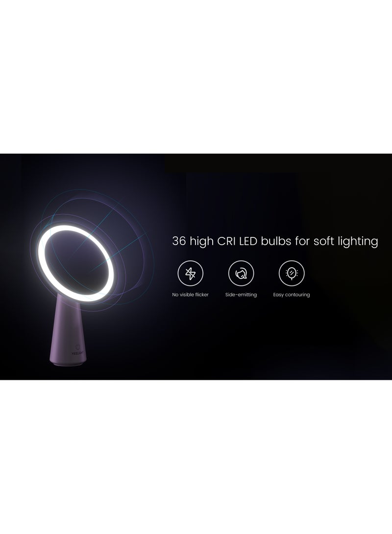 يلايت يي لايت مرآة مكياج ذكية  مزودة بإضاءة LED - مرآة زينة دوارة بزاوية 40 درجة مع سطوع قابل للتعديل (3000-5000 كلفن)، ومستشعر لمس، وضوء نهاري طبيعي وضوء دافئ، ومرآة مكتب محمولة عالية الدقة قابلة للتعتيم - Image 5