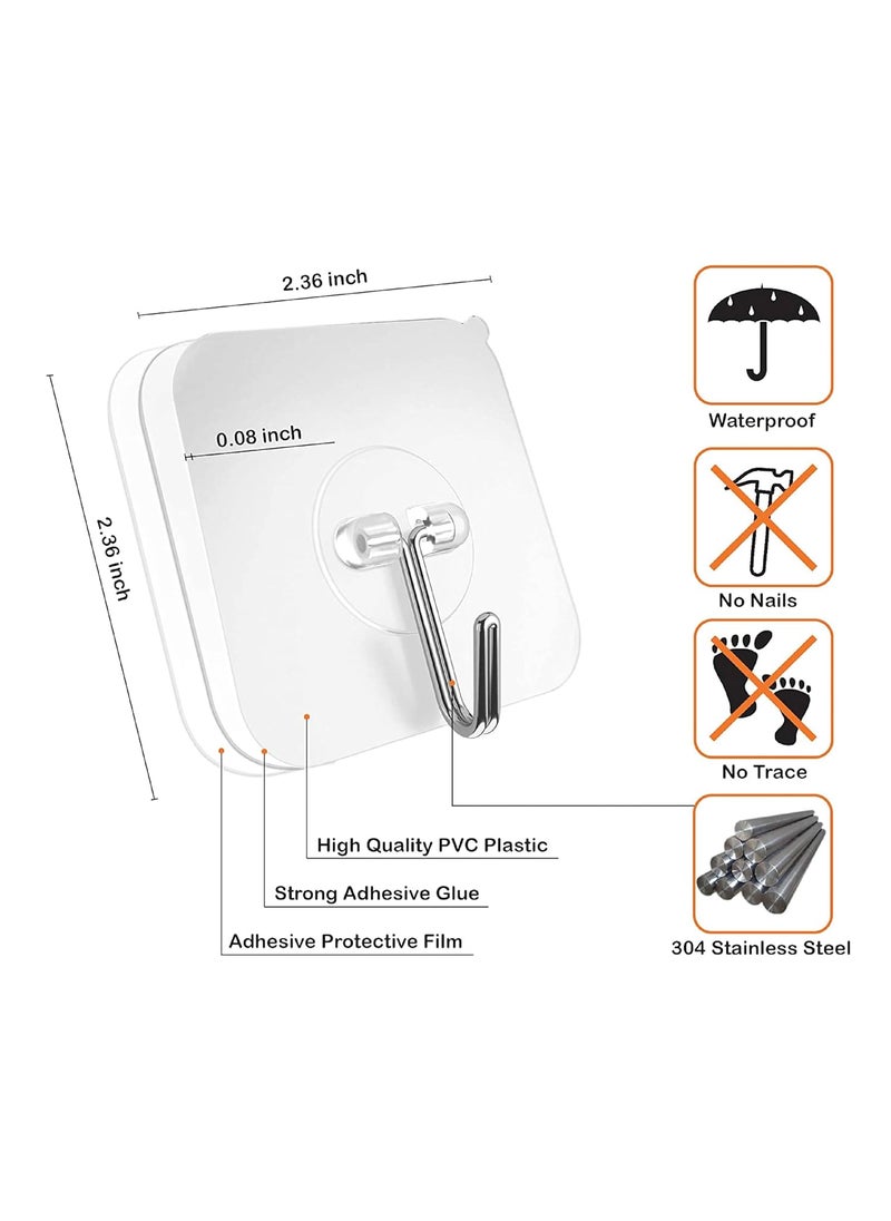 RAHODU RAHODU Adhesive Strong Stainless Steel Grip Transparent Wall Hooks for Kitchen Cutlery Heavy Duty Up to 5 Kg Hanging Capacity Do Not Stick On Painted Wall Round Hook 20  - Image 2