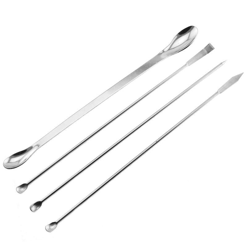 Maxmoral 1 Set Stainless Steel Micro Lab Sampling Scoop Spatulas Combination Reagent Spoon Laboratory Supplies (Pack of 4) - Image 1