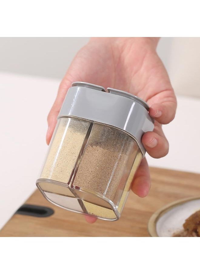 Thoraya 4 Compartment Seasoning Box Multifunctional Portable Dustproof Sealing Clear Spice Storage Container for Kitchen Supplies Grey  - Image 5