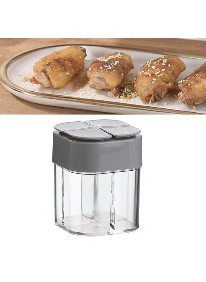 Thoraya 4 Compartment Seasoning Box Multifunctional Portable Dustproof Sealing Clear Spice Storage Container for Kitchen Supplies Grey  - Image 3