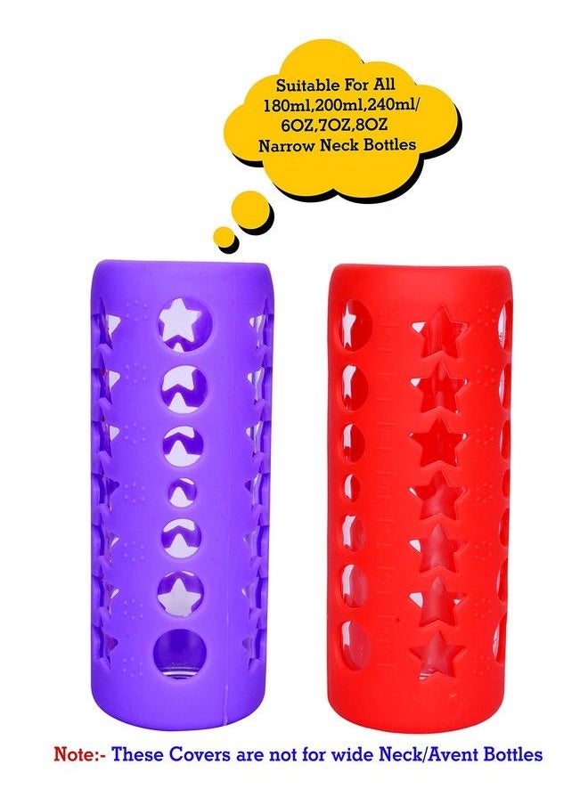 The Little Lookers Baby Feeding Bottle Silicone Warmer Cover Sleeve Holder Insulated Protection For Newborns Infants Babies (Red & Purple 240 Ml)  - Image 3
