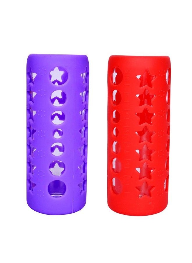 The Little Lookers Baby Feeding Bottle Silicone Warmer Cover Sleeve Holder Insulated Protection For Newborns Infants Babies (Red & Purple 240 Ml)  - Image 2